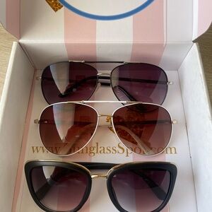 Elegant Women's Sunglasses Trio - Black and Gold and White